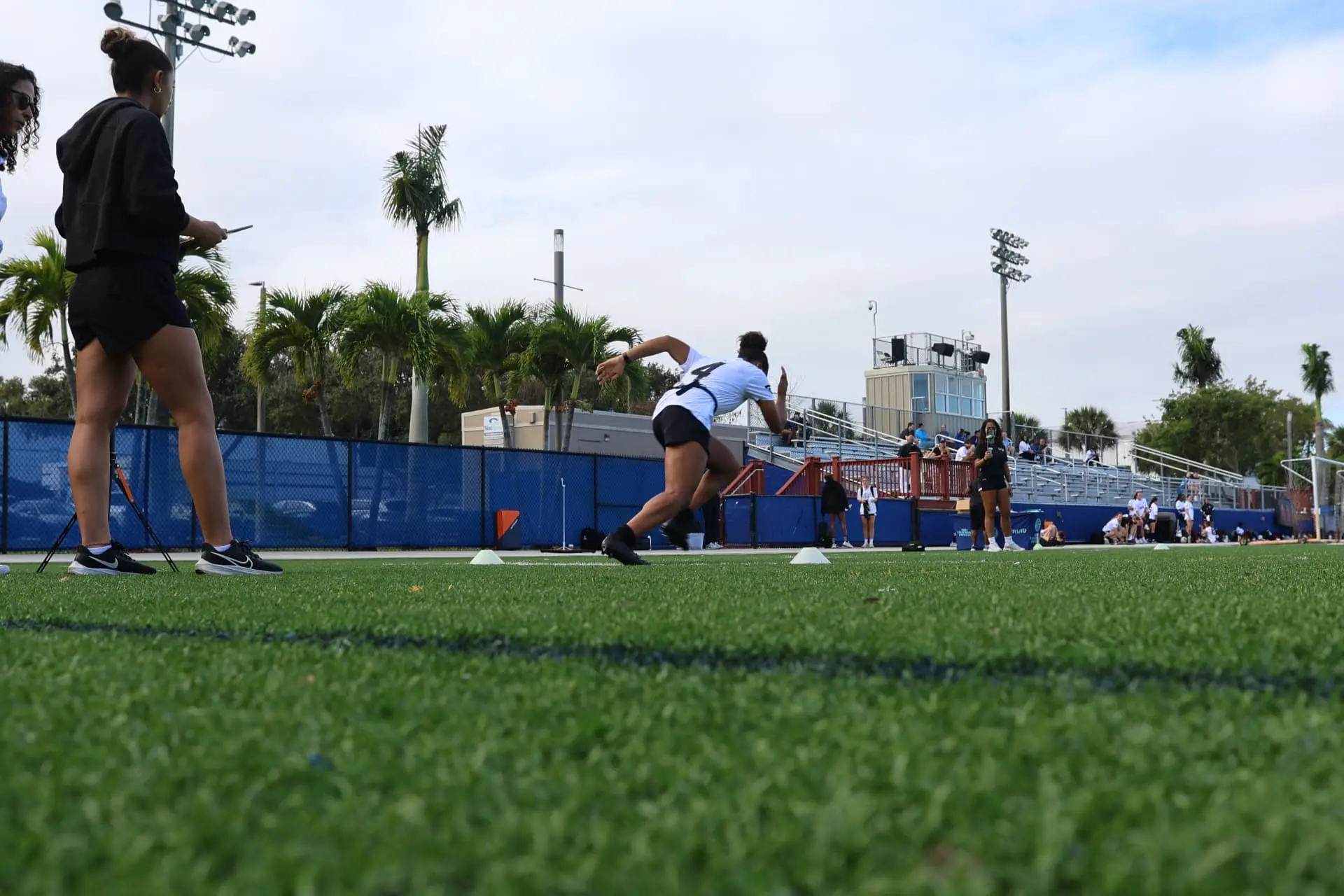 Player exploding out of the blocks during sprint testing