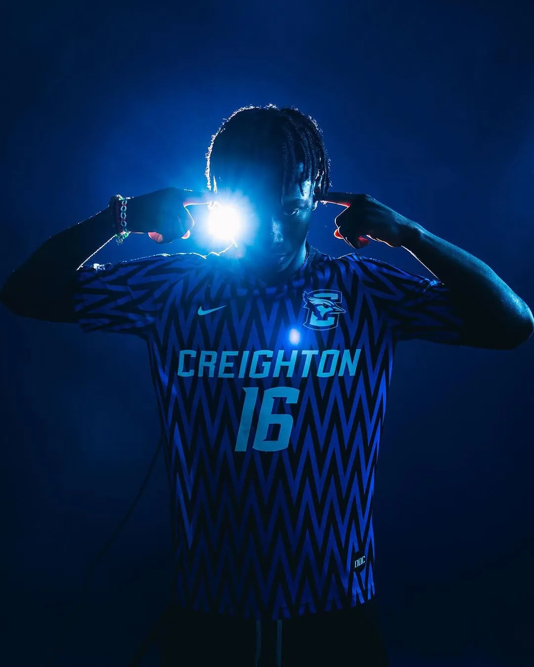 OPSM Connect athlete in a Creighton University soccer kit